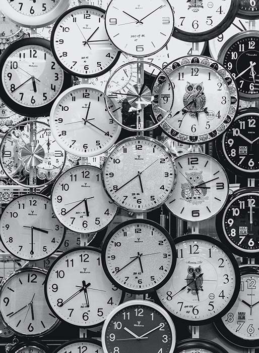 mur d'horloges